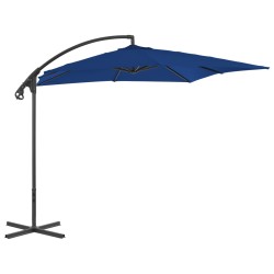 vidaXL Sombrilla voladiza con poste de acero azul celeste 250x250 cm 