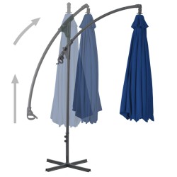 vidaXL Sombrilla voladiza con poste de acero azul celeste 250x250 cm 