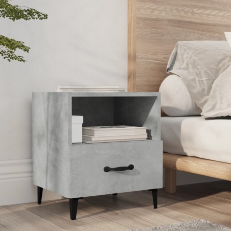 vidaXL Mesita de noche madera contrachapada gris hormigón