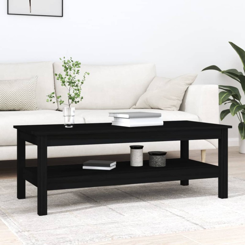 vidaXL Mesa de centro de madera maciza de pino negro 110x50x40 cm vidaXL Mesa de centro de madera maciza de pino negro 110x50x40 cm