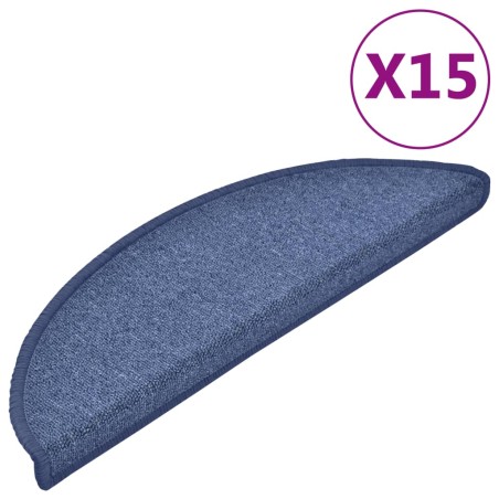 vidaXL Alfombrillas de escalera 15 unidades azul 56x17x3 cm
