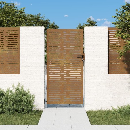 vidaXL Puerta de jardín acero corten diseño cuadrado 85x200 cm