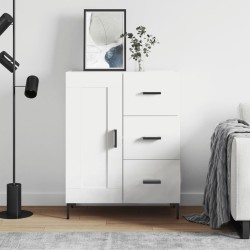 vidaXL Aparador de madera contrachapada blanco brillante 69,5x34x90 cm