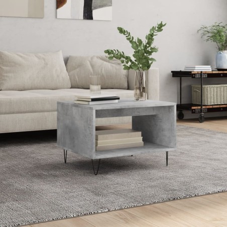 vidaXL Mesa de centro madera de ingeniería gris hormigón 60x50x40 cm
