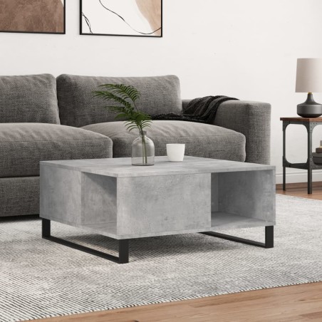 vidaXL Mesa de centro madera contrachapada gris hormigón 80x80x36,5 cm