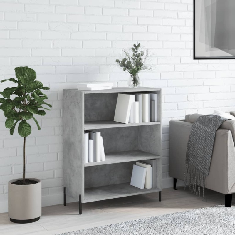 vidaXL Estantería madera de ingeniería gris hormigón 69,5x32,5x90 cm