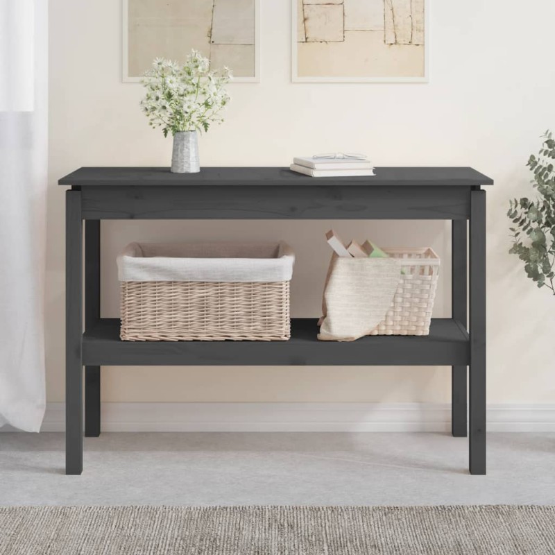 vidaXL Mesa consola madera maciza de pino gris 110x40x75 cm vidaXL Mesa consola madera maciza de pino gris 110x40x75 cm