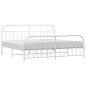 vidaXL Estructura cama metal con cabecero y estribo blanco 200x200 cm vidaXL Estructura cama metal con cabecero y estribo blanco 200x200 cm
