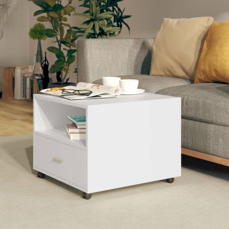 vidaXL Mesa de centro madera contrachapada blanco 55x55x40 cm 
