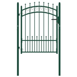 vidaXL Puerta de valla con picos acero verde 100x125 cm