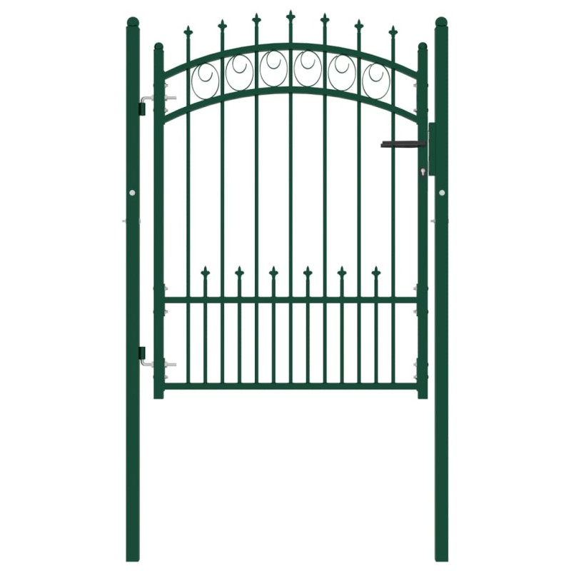 vidaXL Puerta de valla con picos acero verde 100x125 cm