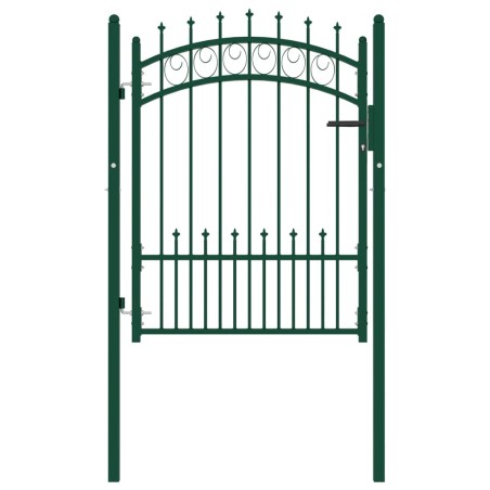 vidaXL Puerta de valla con picos acero verde 100x125 cm