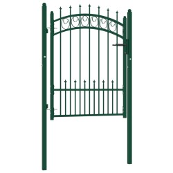 vidaXL Puerta de valla con picos acero verde 100x125 cm