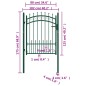vidaXL Puerta de valla con picos acero verde 100x125 cm