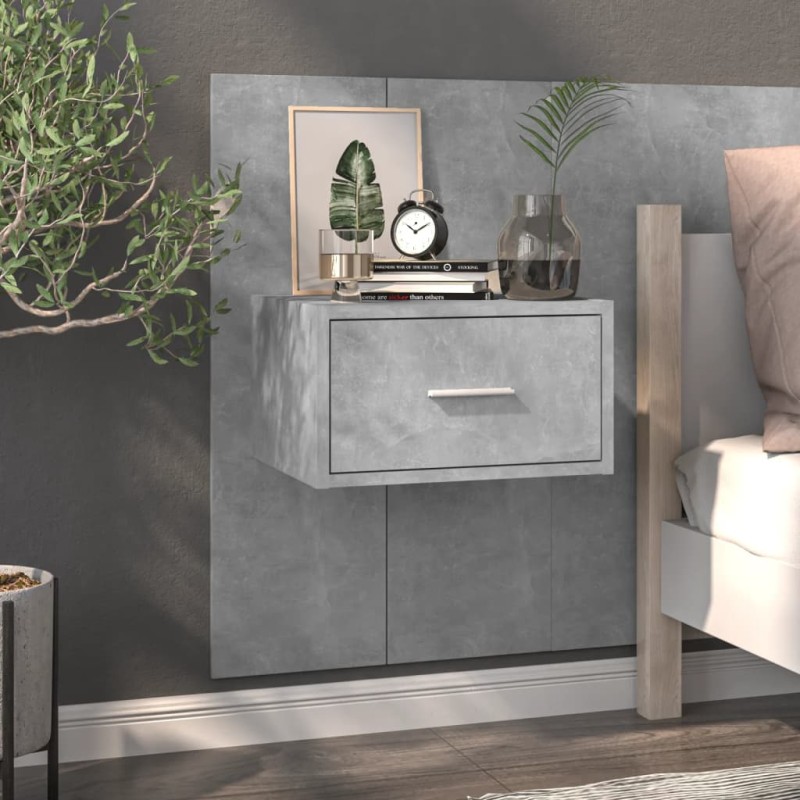 vidaXL Mesita de noche de pared color gris hormigón vidaXL Mesita de noche de pared color gris hormigón