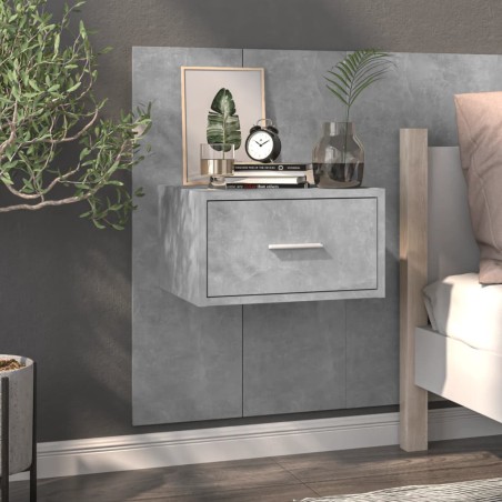 vidaXL Mesita de noche de pared color gris hormigón