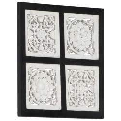 vidaXL Panel de pared tallado a mano MDF negro y blanco 40x40x1,5 cm