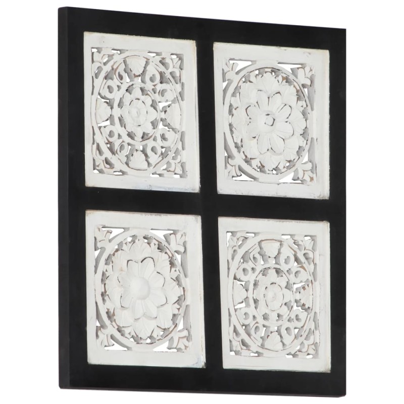 vidaXL Panel de pared tallado a mano MDF negro y blanco 40x40x1,5 cm vidaXL Panel de pared tallado a mano MDF negro y blanco 40x40x1,5 cm