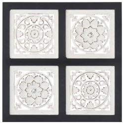 vidaXL Panel de pared tallado a mano MDF negro y blanco 40x40x1,5 cm
