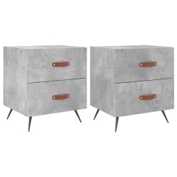 vidaXL Mesita noche 2 uds madera ingeniería gris hormigón 40x35x47,5cm