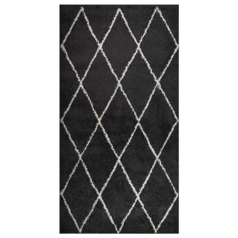 vidaXL Alfombra de pelo largo color crema y gris antracita 80x150 cm