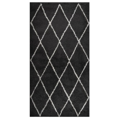 vidaXL Alfombra de pelo largo color crema y gris antracita 80x150 cm