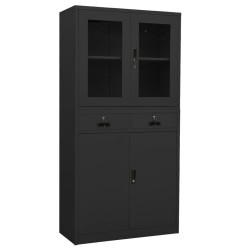vidaXL Armario oficina acero y vidrio templado antracita 90x40x180 cm