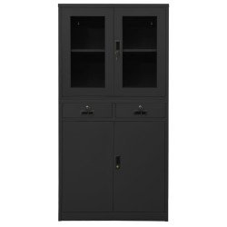 vidaXL Armario oficina acero y vidrio templado antracita 90x40x180 cm