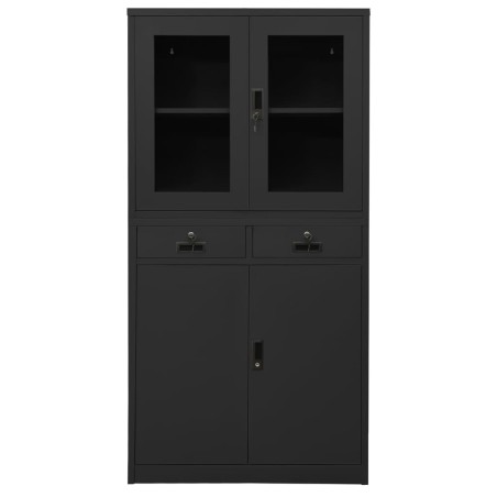 vidaXL Armario oficina acero y vidrio templado antracita 90x40x180 cm
