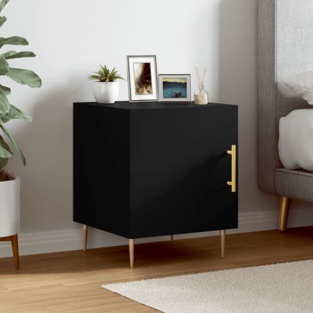vidaXL Mesita de noche madera de ingeniería negro 40x40x50 cm