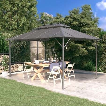 vidaXL Cenador con techo doble gris antracita 3x4 m
