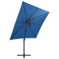 vidaXL Sombrilla voladiza con poste y luces LED azul 250 cm vidaXL Sombrilla voladiza con poste y luces LED azul 250 cm