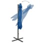 vidaXL Sombrilla voladiza con poste y luces LED azul 250 cm vidaXL Sombrilla voladiza con poste y luces LED azul 250 cm