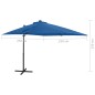 vidaXL Sombrilla voladiza con poste y luces LED azul 250 cm vidaXL Sombrilla voladiza con poste y luces LED azul 250 cm
