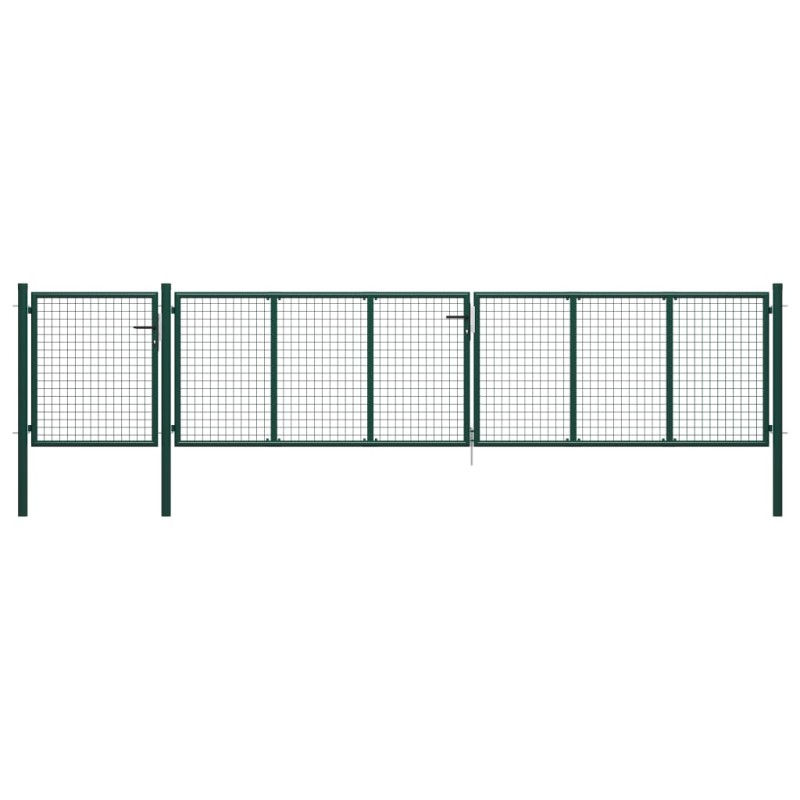 vidaXL Puerta de jardín de acero verde 500x100 cm vidaXL Puerta de jardín de acero verde 500x100 cm