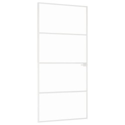 vidaXL Puerta de interior vidrio templado y aluminio blanco 93x201,5cm