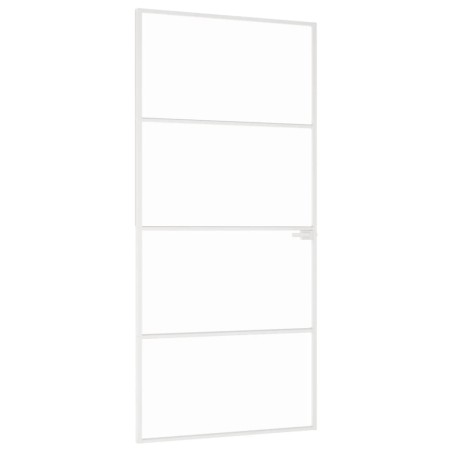 vidaXL Puerta de interior vidrio templado y aluminio blanco 93x201,5cm