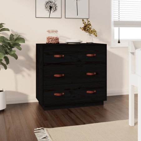 vidaXL Aparador madera maciza de pino negro 80x40x75 cm