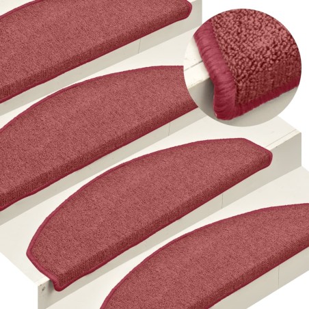 vidaXL Alfombras de peldaños de escalera 15 uds rojo 65x24x4 cm