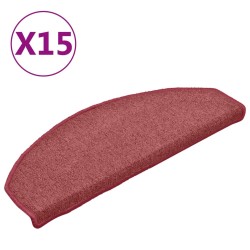 vidaXL Alfombras de peldaños de escalera 15 uds rojo 65x24x4 cm