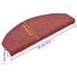 vidaXL Alfombras de peldaños de escalera 15 uds rojo 65x24x4 cm vidaXL Alfombras de peldaños de escalera 15 uds rojo 65x24x4 cm