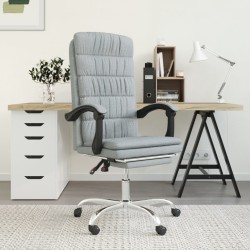 vidaXL Silla de oficina reclinable de tela gris claro