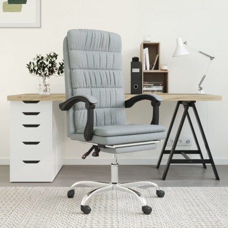 vidaXL Silla de oficina reclinable de tela gris claro