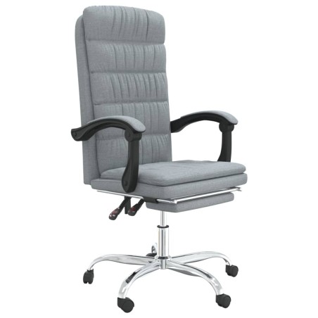 vidaXL Silla de oficina reclinable de tela gris claro