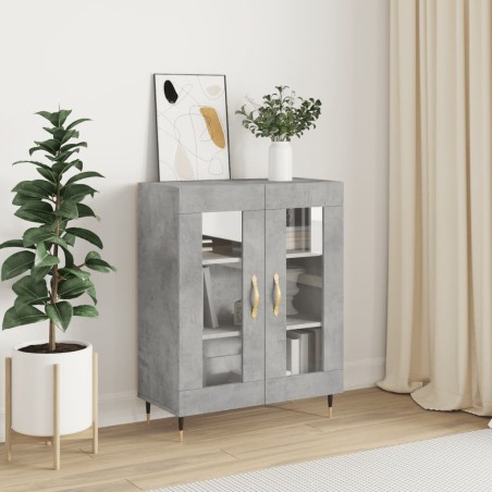 vidaXL Aparador de madera de ingeniería gris hormigón 69,5x34x90 cm