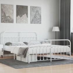 vidaXL Estructura cama metal con cabecero y estribo blanco 160x200 cm