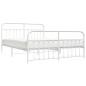 vidaXL Estructura cama metal con cabecero y estribo blanco 160x200 cm vidaXL Estructura cama metal con cabecero y estribo blanco 160x200 cm