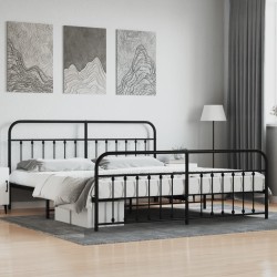 vidaXL Estructura de cama cabecero y pie de cama metal negro 200x200cm
