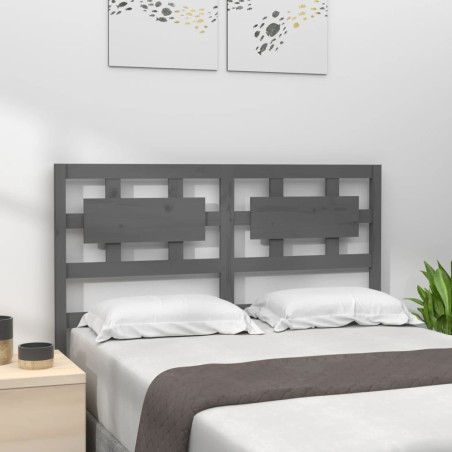 vidaXL Cabecero de cama madera maciza de pino gris 125,5x4x100 cm