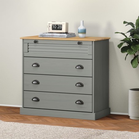 vidaXL Cómoda VIGO madera maciza pino gris 80x40x76 cm